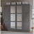 Palace Imports Cosmo Gray 4 Mirrored Door Wardrobe With 4 Shelves