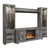 Ashley Furniture Wynnlow Gray Entertainment Center With Fireplace Insert Glass Stone