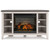 Ashley Furniture Dorrinson Gray Antiqued White Corner TV Stand With Fireplace Insert Infrared