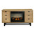 Ashley Furniture Freslowe Light Brown Black TV Stand With Electric Fireplace