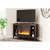 Ashley Furniture Camiburg Warm Brown Corner TV Stand With Fireplace Insert Glass Stone