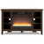 Ashley Furniture Camiburg Warm Brown Corner TV Stand With Fireplace Insert Glass Stone