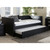 Baxton Studio Frank Black Faux Leather Sofa Twin Daybed with Roll Out Trundle Guest Bed