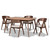 Baxton Studio Danton Beige Fabric Walnut Brown Wood 5pc Dining Sets