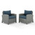 2 Crosley Bradenton Gray Navy Outdoor Armchairs