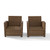 2 Crosley Bradenton Weathered Brown White Sunbrella Outdoor Armchairs