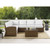 Crosley Bradenton Weathered Brown White Sunbrella 5pc Outdoor Sectional Patio Set