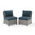 2 Crosley Bradenton Gray Navy Outdoor Armless Chairs