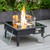 LeisureMod Walbrooke Black Outdoor Patio Square Slats Design Fire Pit Side Tables