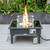 LeisureMod Walbrooke Black Outdoor Patio Square Slats Design Fire Pit Side Tables