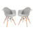 2 LeisureMod Willow Grey Fabric Eiffel Accent Chairs