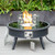 LeisureMod Walbrooke Black Outdoor Patio Round Slats Design Fire Pit Side Tables