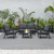 LeisureMod Walbrooke Black Patio Conversation 4pc Seating Sets Square Fire Pit and Tank Holder