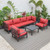LeisureMod Hamilton Cushion 7pc Patio Conversation Sets with Coffee Table