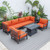 LeisureMod Hamilton Cushion 7pc Patio Conversation Sets with Fire Pit Table