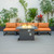 LeisureMod Chelsea 5Pc Patio Set With Fire Pit Tables