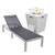 LeisureMod Marlin Outdoor Patio Chaise Lounge Chair with Square Fire Pit Side Table