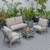 LeisureMod Walbrooke Grey Patio Conversation 4pc Seating Sets Square Fire Pit