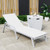 LeisureMod Marlin Black White Outdoor Patio Chaise Lounges with Arms and Fire Pit Table