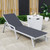 LeisureMod Marlin Black White Outdoor Patio Chaise Lounges with Arms and Fire Pit Table