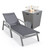 LeisureMod Marlin Black Grey Outdoor Patio Chaise Lounges with Arms and Fire Pit Table