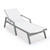 LeisureMod Marlin Black Grey Outdoor Patio Chaise Lounges with Arms and Fire Pit Table