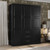 Palace Imports Cosmo Black 3 Raised Panel Door Wardrobe With 8 Shelves