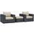 Modway Furniture Summon 3pc Outdoor Chair and Ottoman Sets