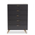 Baxton Studio Kelson Dark Grey Wood Gold 5 Drawers Chest