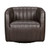 Luxur Living Amdari Dove Gray Genuine Leather Swivel Barrel Chairs