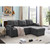 Lilola Home Mabel Dark Gray Woven Fabric Sleeper Sectional