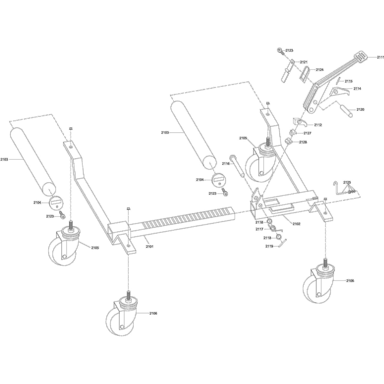 Diagram of Replacement Parts for BlackJack21 Automotive Positioning System