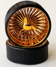 1/24 - 1/18 SUPER SPOKES S3G  LOWRIDER  SPOKED Rim & ULTRA LOW PRO Tire Set GOLD