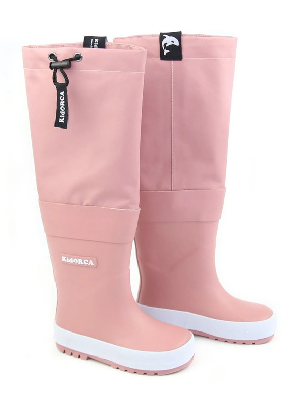 Kids Rain Boots with Above Knee Waders-Rose