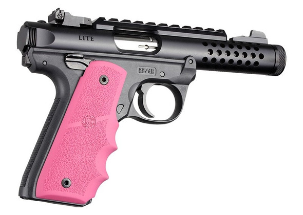 Hogue 79087 Rubber Grip w/Finger Grooves Fits Ruger MKIV 22/45 Pink