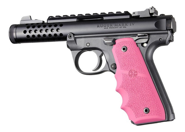 Hogue 79087 Rubber Grip w/Finger Grooves Fits Ruger MKIV 22/45 Pink