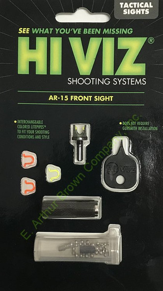 HiViz AR2008 Fiber Optic Lite Pipe Front Sight Kit fits AR15 and M4 Rifles
