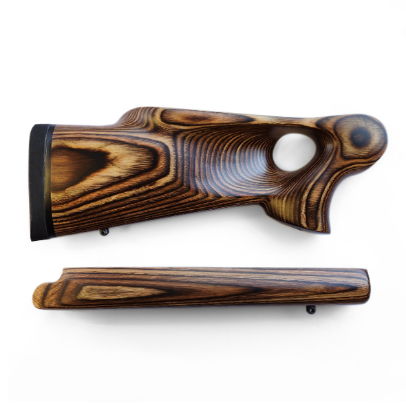 TC Encore Pro Hunter Rifle shown with brown thumbhole stock set
