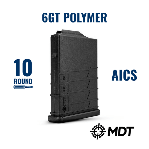 319-107710-BLK MDT 107710-BLK Polymer Magazine fits Short Action AICS Compatible 6GT Rifles/Stocks - 10 Round
