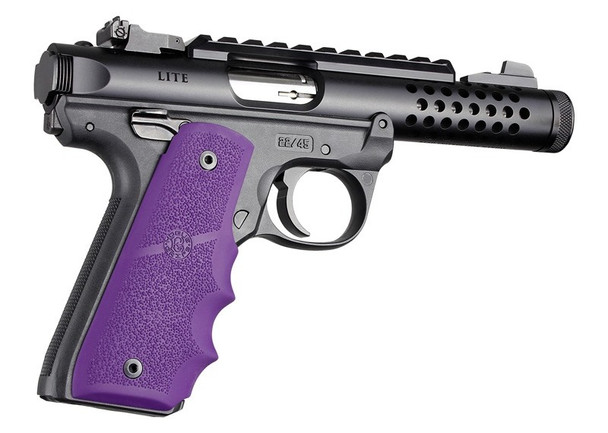 Hogue 79086 Rubber Grip w/Finger Grooves Fits Ruger MKIV 22/45 A Purple