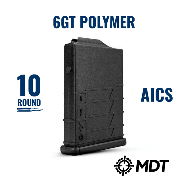 319-107710-BLK MDT 107710-BLK Polymer Magazine fits Short Action AICS Compatible 6GT Rifles/Stocks - 10 Round