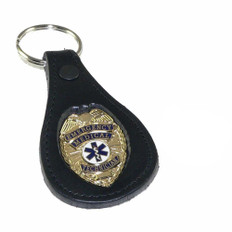 EMT Emergency Medical Technician Mini Badge Leather Key FOB gold