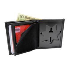 AZ Corrections Recessed Police Badge Leather Wallet - 7 PT Star