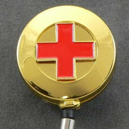 Red Cross Retractable Badge Reel ID Holder
