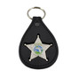 Florida Sheriff Star Badge Leather Key Ring  Silver