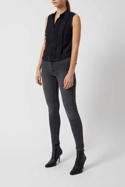 French Connection - Anika Embroidered Recycled Crepe Light Top