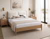 Verona natural wood and cream upholstered platform bed