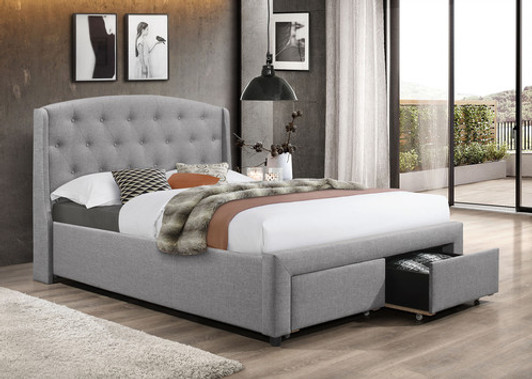 Leah Upholstered Bed with Drawers Online Sale
