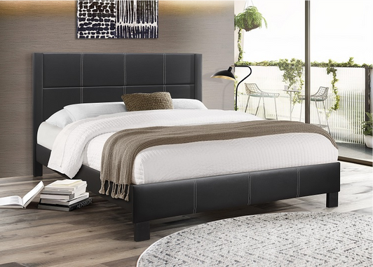 Houston Upholstered Platform Bed with Contrast Stitching