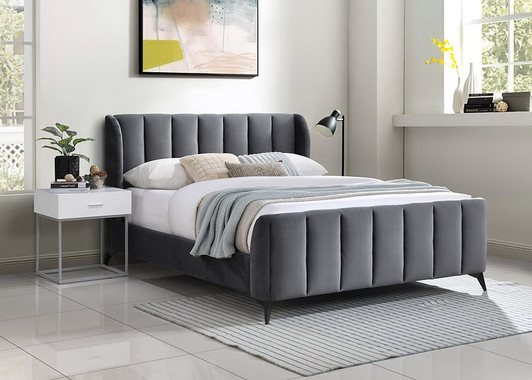 Skyla Upholstered Platform Bed Grey Velvet